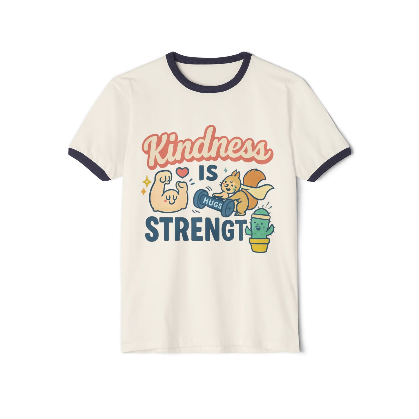 Kindness is Strength Unisex Cotton Ringer T-Shirt, Cute Graphic Tee, Gift for Friends, Positive Vibes, Casual Wear, Birthday Gift
