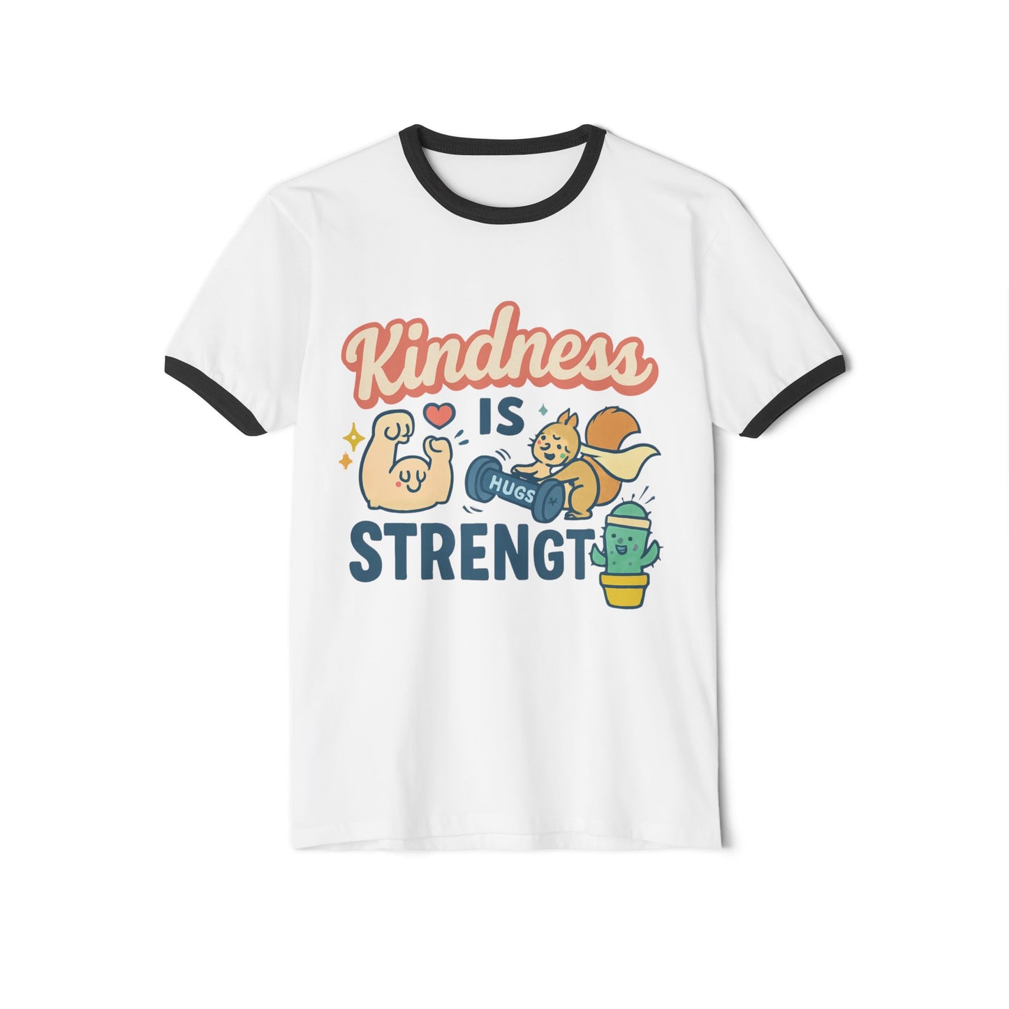 Kindness is Strength Unisex Cotton Ringer T-Shirt, Cute Graphic Tee, Gift for Friends, Positive Vibes, Casual Wear, Birthday Gift
