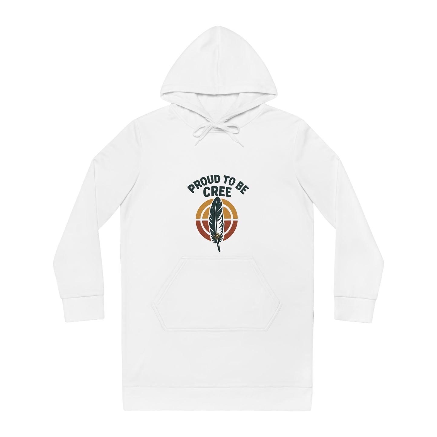 Proud to Be Cree Women's Hoodie Dress, Indigenous Pride Apparel, Cozy Casual Wear, Perfect for Celebrations and Gifts