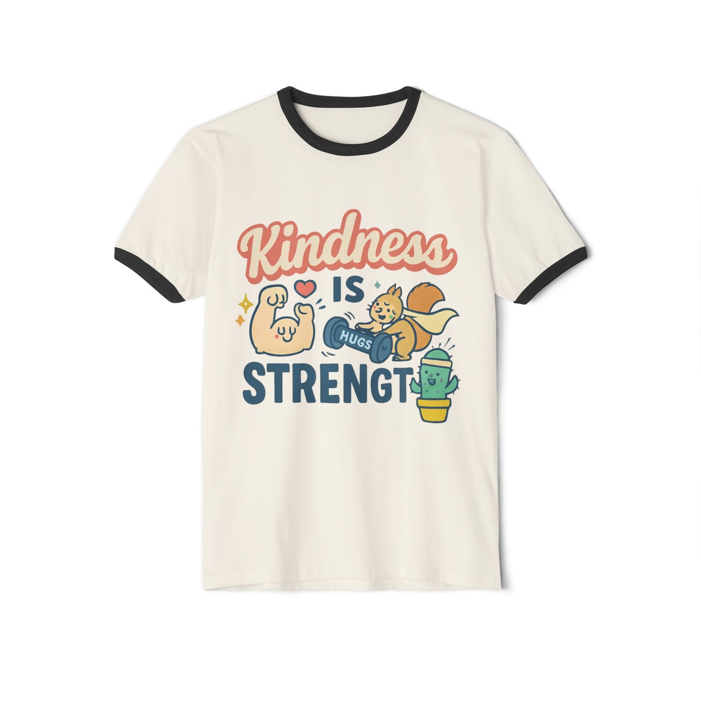 Kindness is Strength Unisex Cotton Ringer T-Shirt, Cute Graphic Tee, Gift for Friends, Positive Vibes, Casual Wear, Birthday Gift