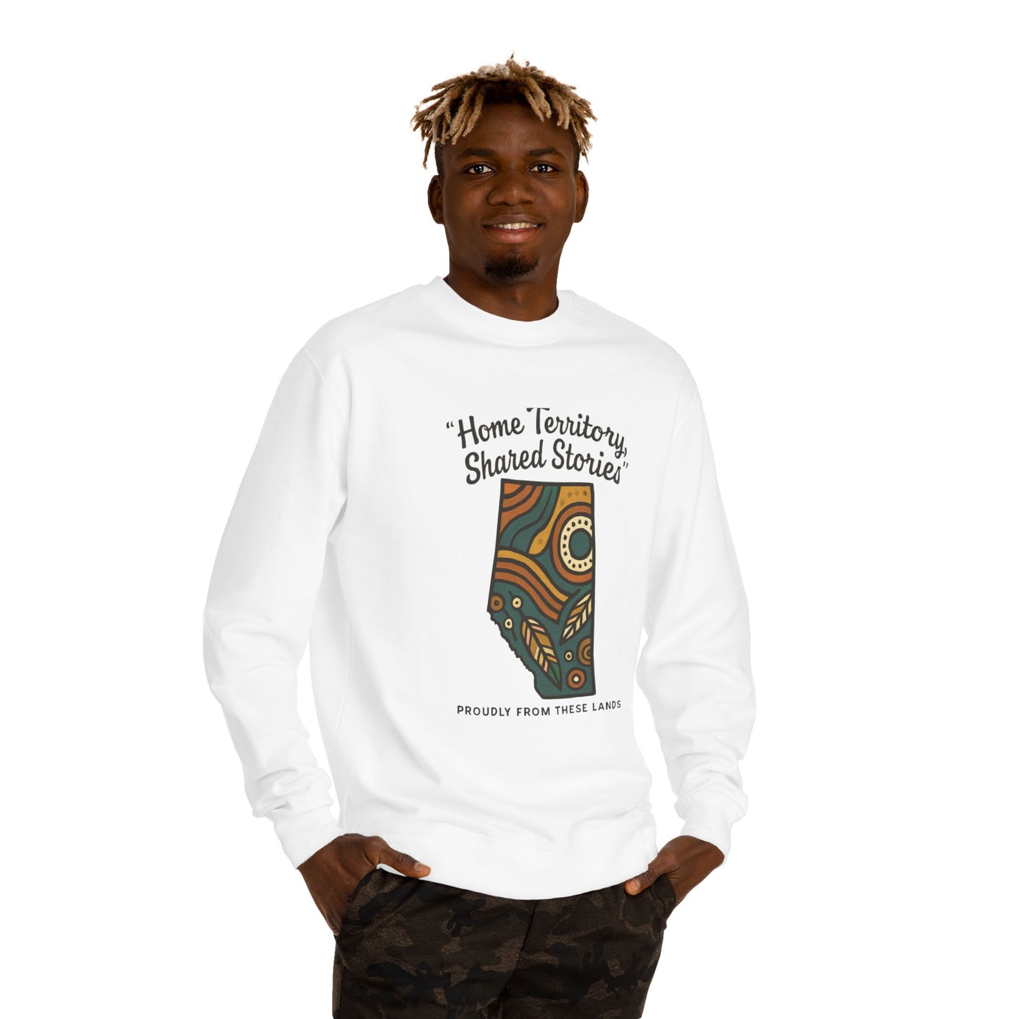 Cozy Cultural Sweatshirt, Home Territory Shared Stories Apparel, Unisex Gift, Casual Wear, Winter Wardrobe, Thoughtful Present