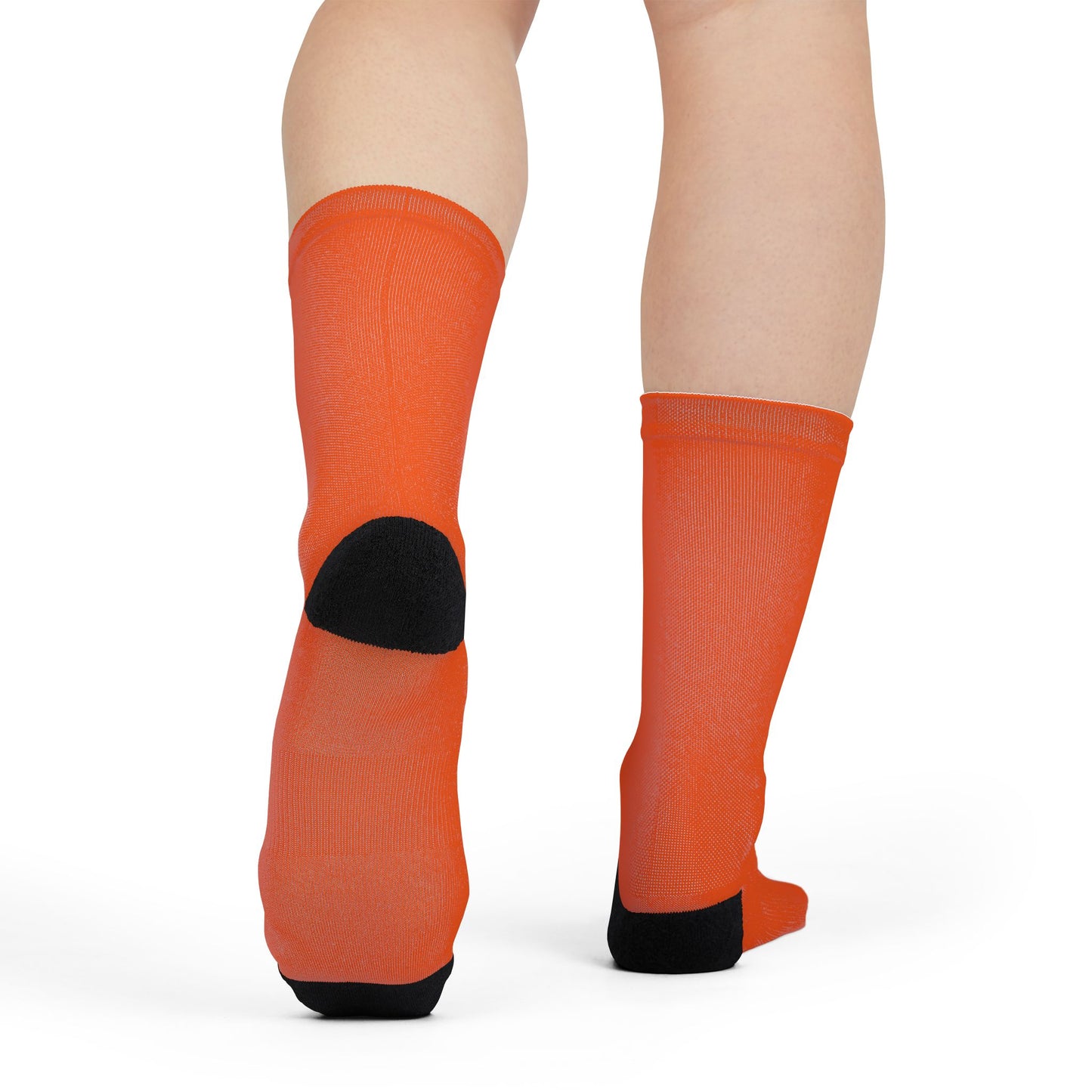 Orange Crew Socks with Small Circular Emblem — Sublimation Athletic Socks