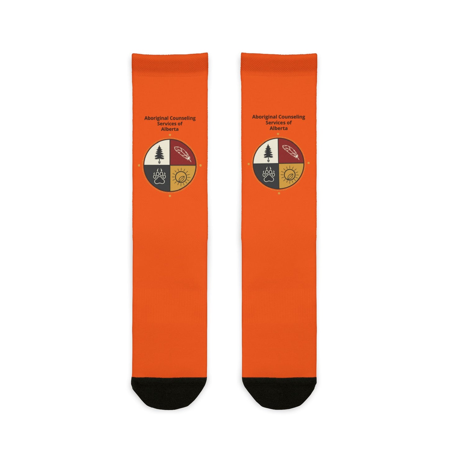 Orange Crew Socks with Small Circular Emblem — Sublimation Athletic Socks