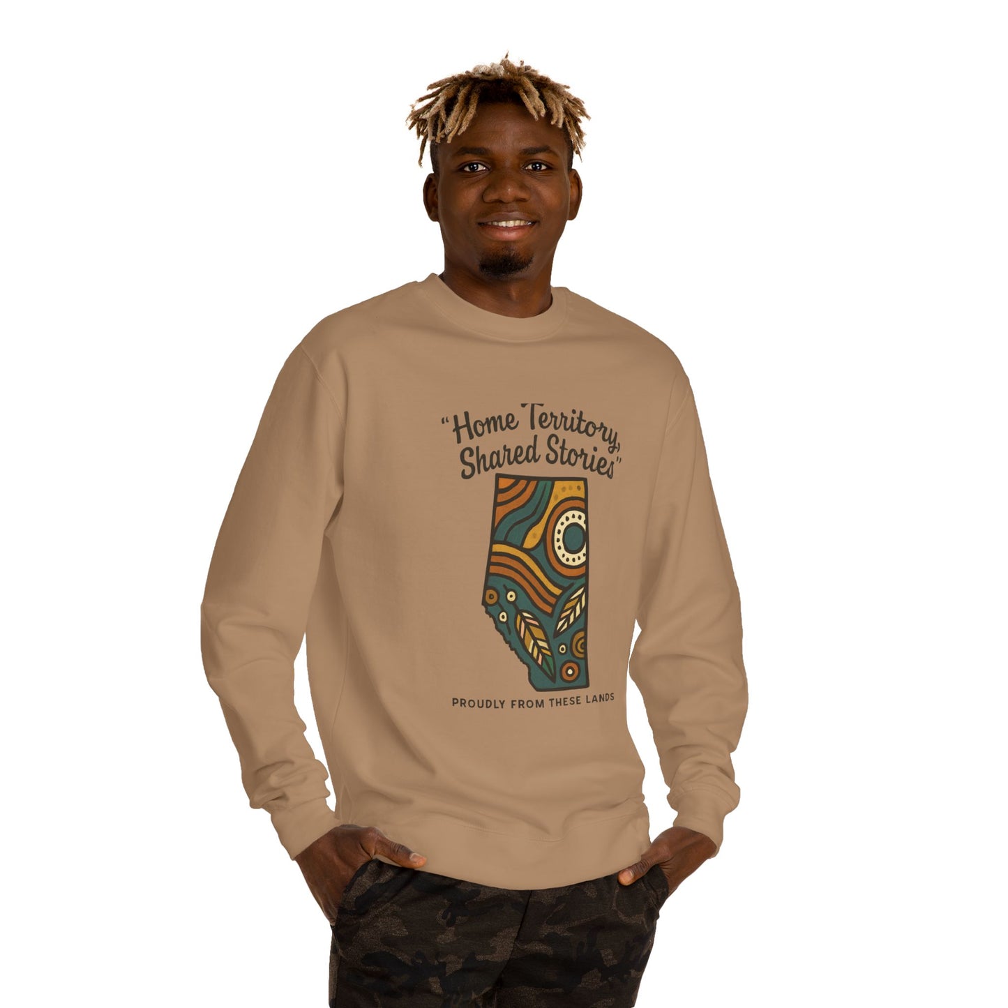 Cozy Cultural Sweatshirt, Home Territory Shared Stories Apparel, Unisex Gift, Casual Wear, Winter Wardrobe, Thoughtful Present